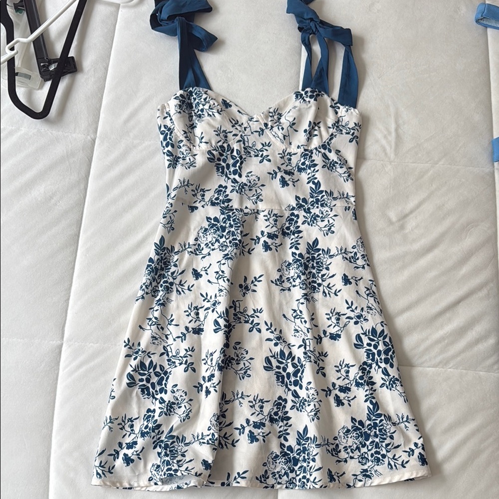 Cider Blue and White Sundress Sleeveless Mini